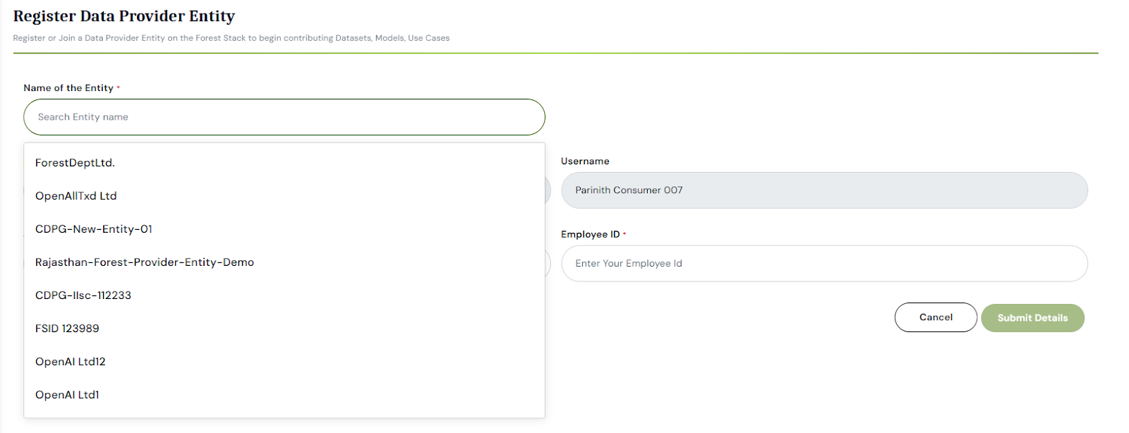 Selecting Your Data Provider Entity
