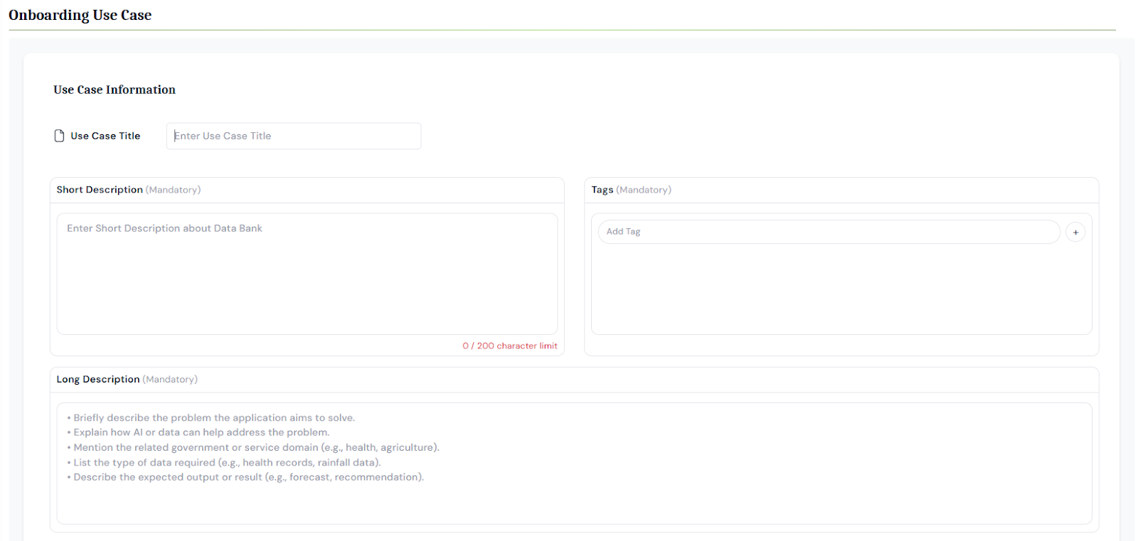 Use Case upload form